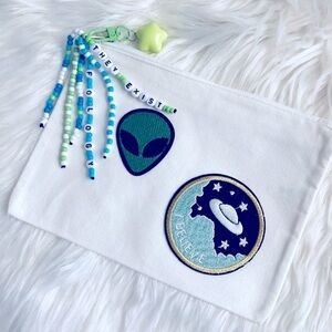 "They Exist" Beaded Canvas Pouch - Travel Journal Supply Organizer